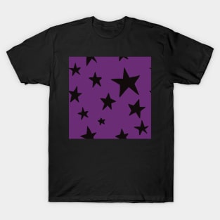 purple black stars pattern stockholm style T-Shirt